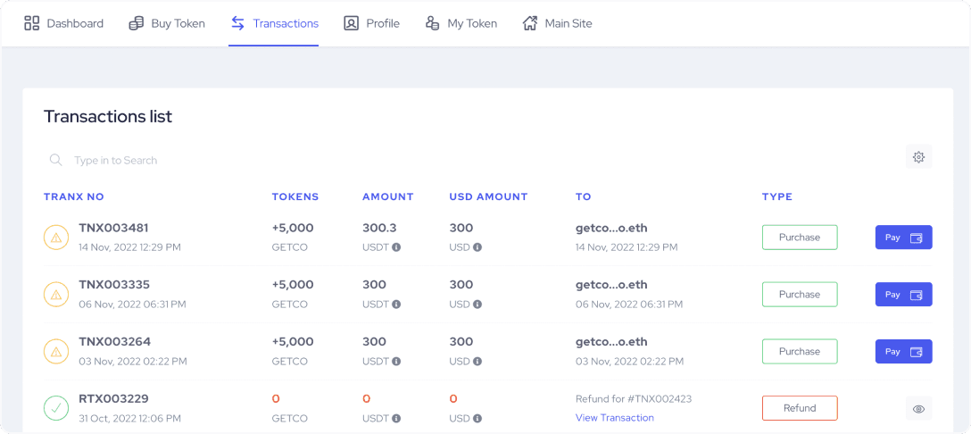 transaction details